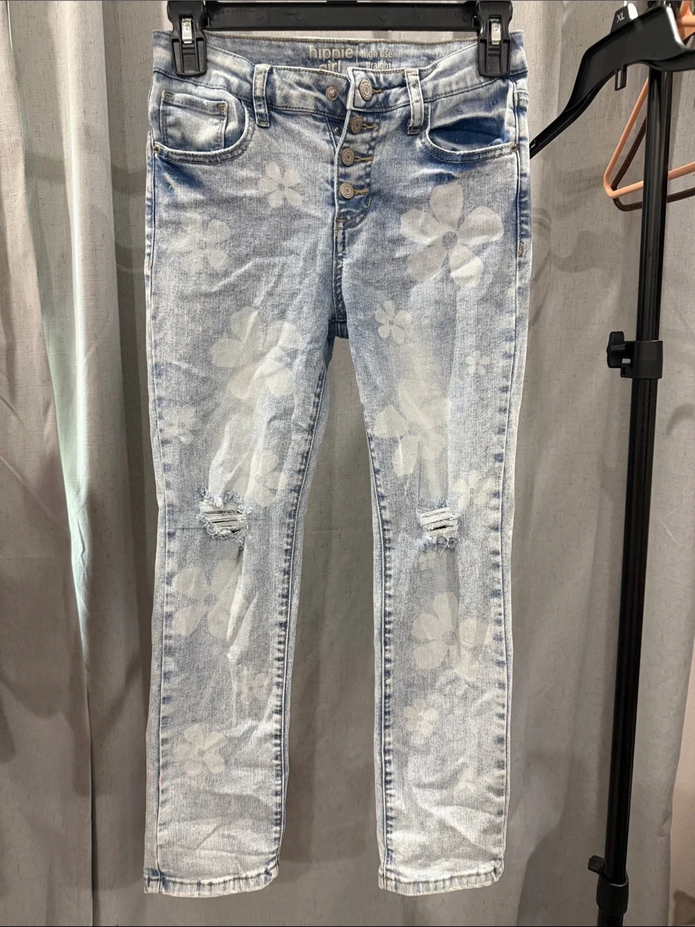Hippie Rose Pale Blue Floral Skinny Jeans
